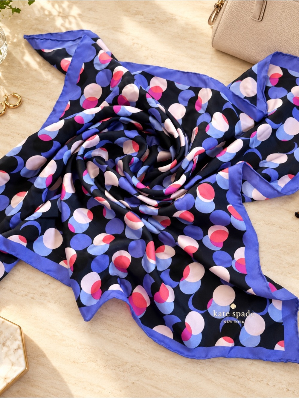 Kate Spade "Steal the Spotlight" Silk Square Scarf 25"x25" - Perfect Condition!